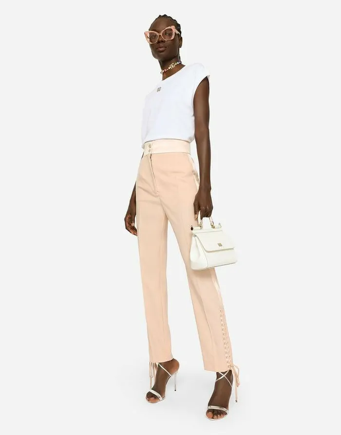 Dolce and Gabbana Trousers And Shorts Women Gabardine Tuxedo Pants Pink Dolce and Gabbana Trousers And Shorts Women Gabardine Tuxedo Pants Pink