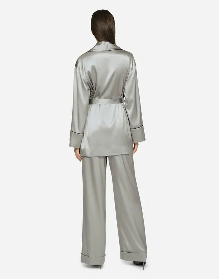 Dolce and Gabbana Trousers And Shorts Women KIM DOLCEandGABBANA Satin Pajama Pants With Piping Grey Dolce and Gabbana Trousers And Shorts Women KIM DOLCEandGABBANA Satin Pajama Pants With Piping Grey