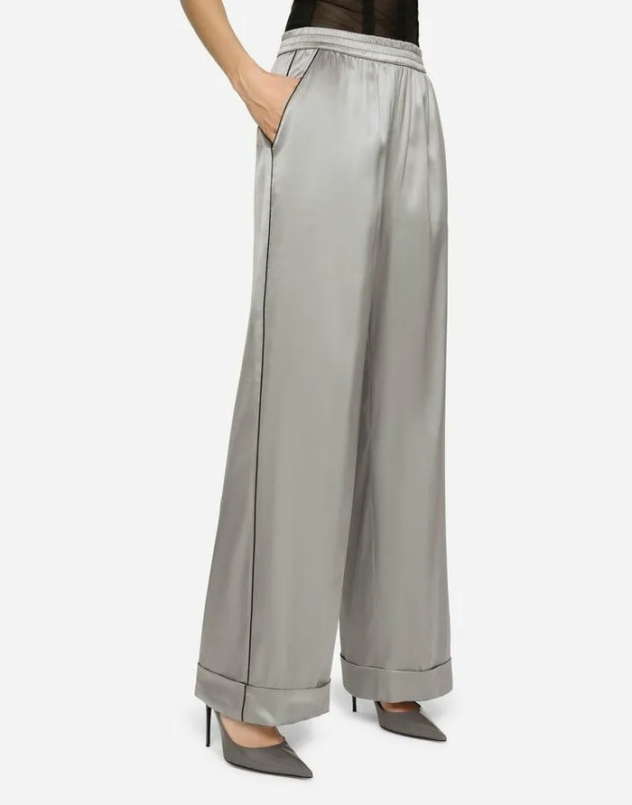 Dolce and Gabbana Trousers And Shorts Women KIM DOLCEandGABBANA Satin Pajama Pants With Piping Grey Dolce and Gabbana Trousers And Shorts Women KIM DOLCEandGABBANA Satin Pajama Pants With Piping Grey