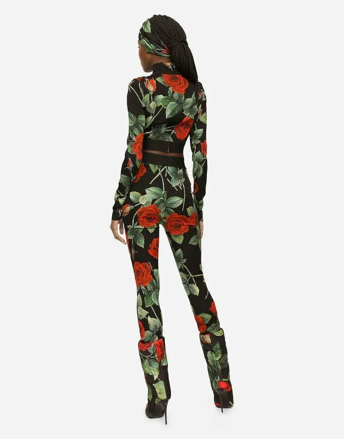 Dolce and Gabbana Trousers And Shorts Women Roseprint Charmeuse Leggings Multicolor Dolce and Gabbana Trousers And Shorts Women Roseprint Charmeuse Leggings Multicolor