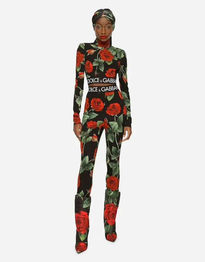 Dolce and Gabbana Trousers And Shorts Women Roseprint Charmeuse Leggings Multicolor Dolce and Gabbana Trousers And Shorts Women Roseprint Charmeuse Leggings Multicolor