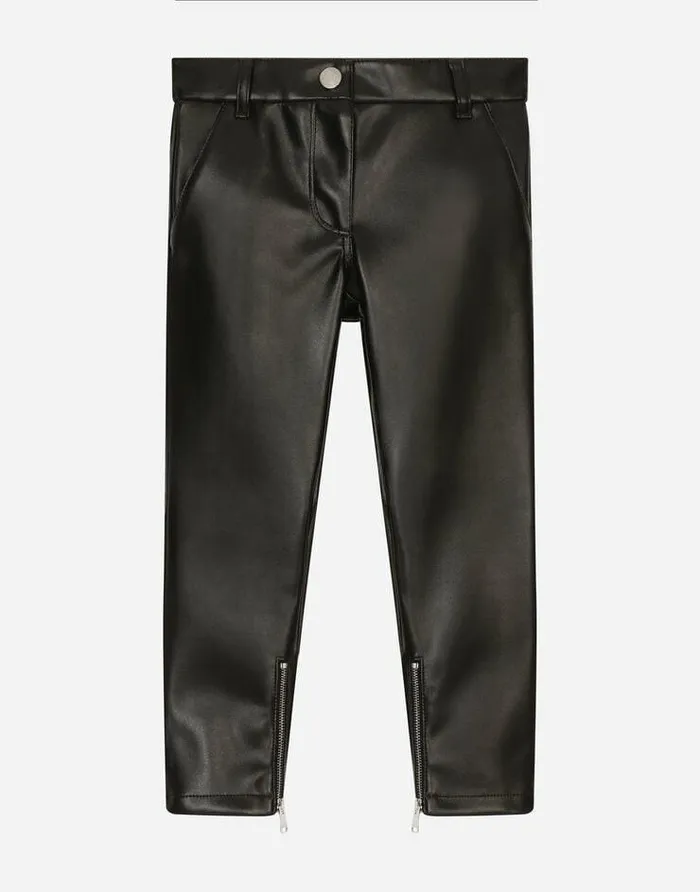 Dolce and Gabbana Trousers And Skirts Children Faux Leather Pants Black