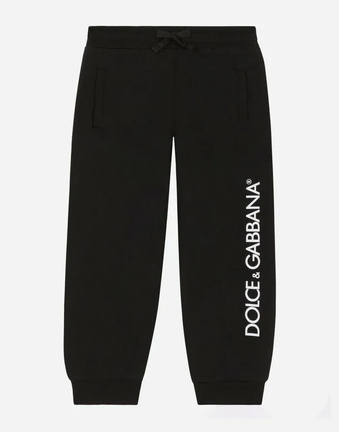 Dolce and Gabbana Trousers And Skirts Children Jersey Jogging Pants With Logo Print Black Dolce and Gabbana Trousers And Skirts Children Jersey Jogging Pants With Logo Print Black