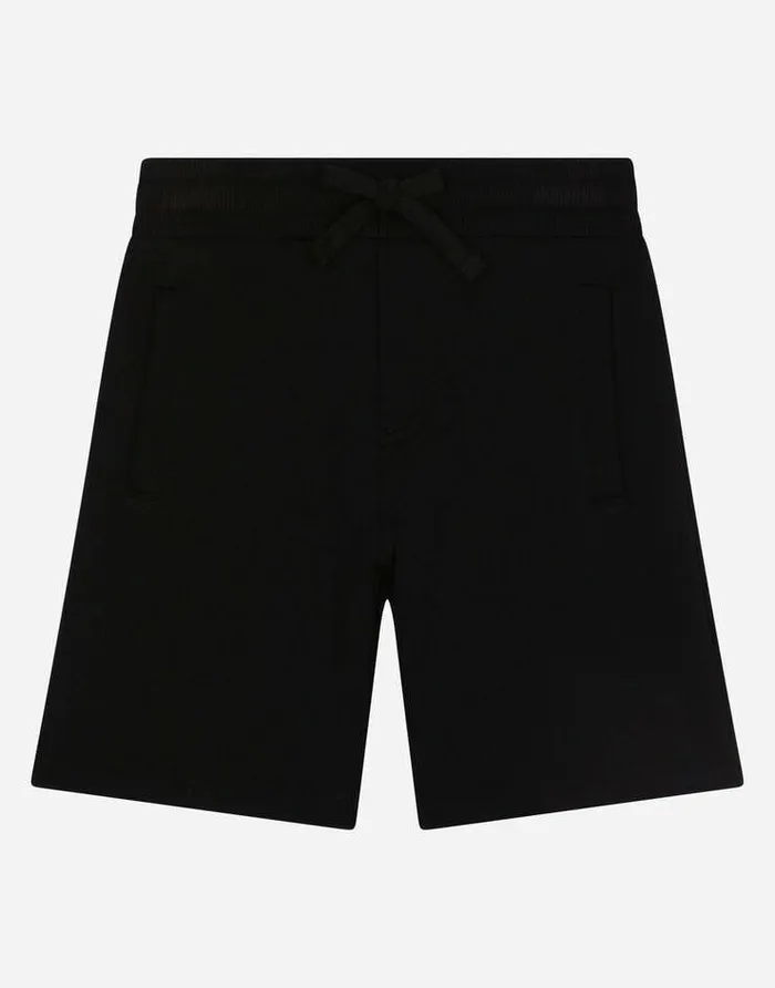 Dolce and Gabbana Trousers And Skirts Children Jersey Jogging Shorts With Logo Tag Black Dolce and Gabbana Trousers And Skirts Children Jersey Jogging Shorts With Logo Tag Black