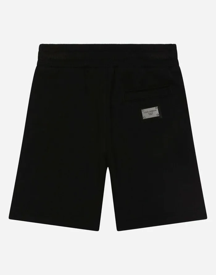 Dolce and Gabbana Trousers And Skirts Children Jersey Jogging Shorts With Logo Tag Black Dolce and Gabbana Trousers And Skirts Children Jersey Jogging Shorts With Logo Tag Black