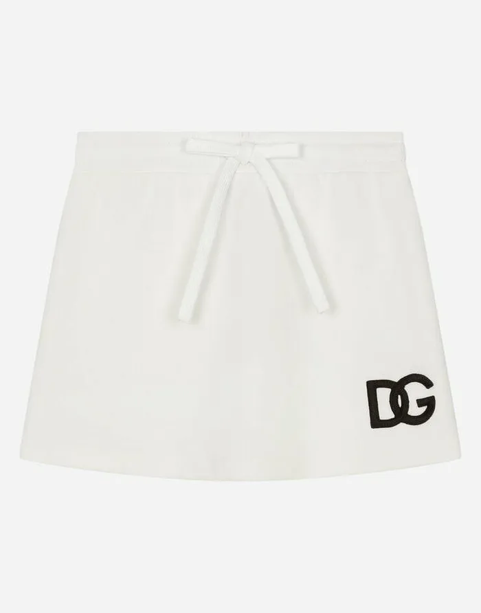 Dolce and Gabbana Trousers And Skirts Children Short Jersey Skirt With DG Logo Embroidery White Dolce and Gabbana Trousers And Skirts Children Short Jersey Skirt With DG Logo Embroidery White