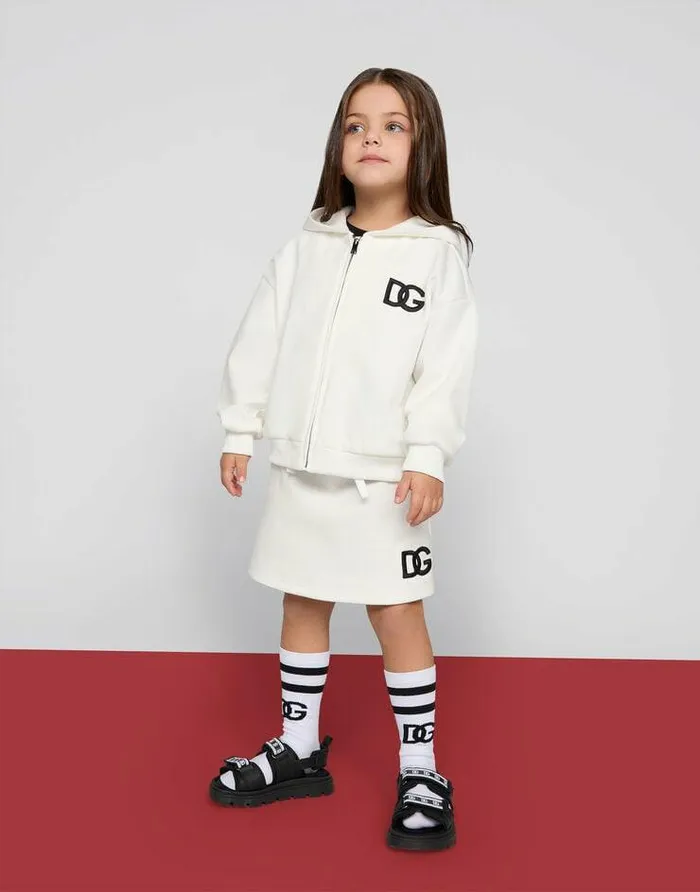 Dolce and Gabbana Trousers And Skirts Children Short Jersey Skirt With DG Logo Embroidery White Dolce and Gabbana Trousers And Skirts Children Short Jersey Skirt With DG Logo Embroidery White