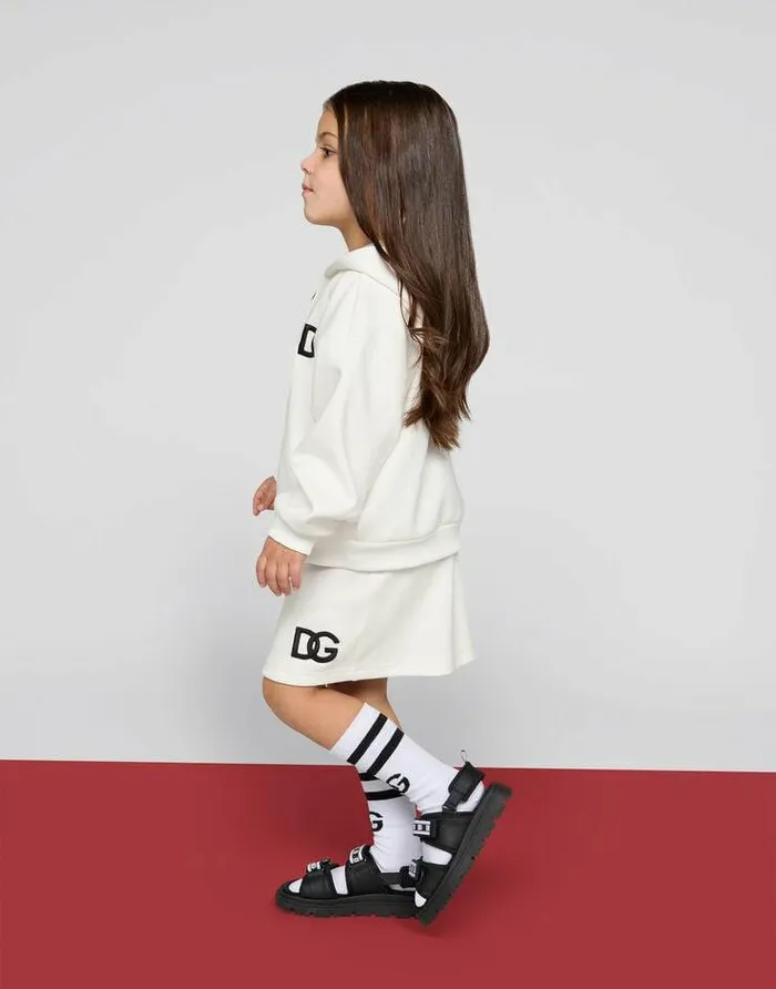 Dolce and Gabbana Trousers And Skirts Children Short Jersey Skirt With DG Logo Embroidery White Dolce and Gabbana Trousers And Skirts Children Short Jersey Skirt With DG Logo Embroidery White
