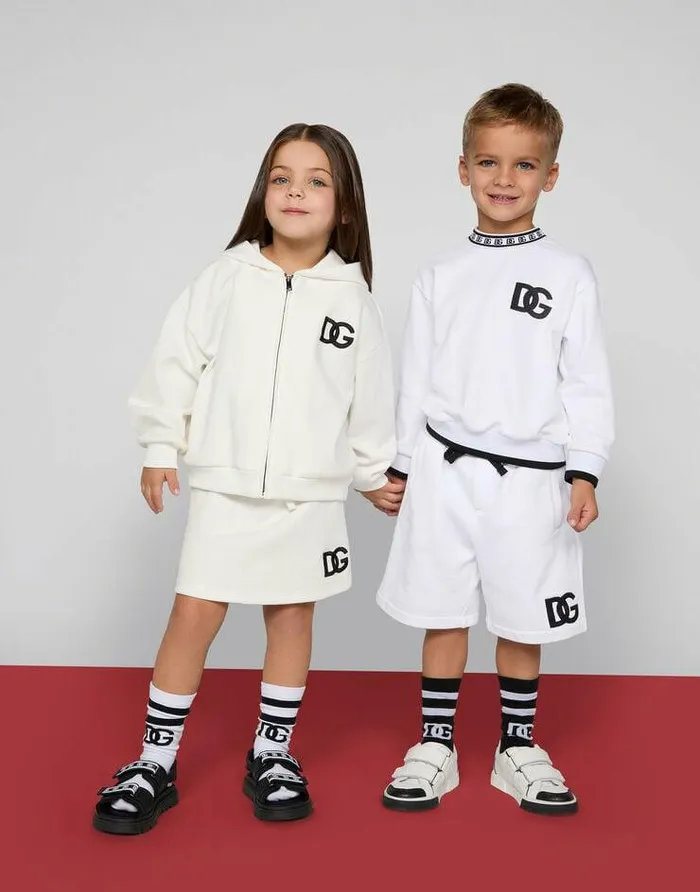 Dolce and Gabbana Trousers And Skirts Children Short Jersey Skirt With DG Logo Embroidery White Dolce and Gabbana Trousers And Skirts Children Short Jersey Skirt With DG Logo Embroidery White