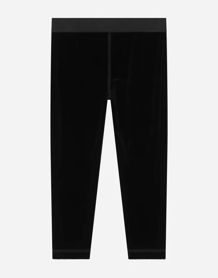 Dolce and Gabbana Trousers And Skirts Children Velvet Leggings With Branded Elastic Black Dolce and Gabbana Trousers And Skirts Children Velvet Leggings With Branded Elastic Black