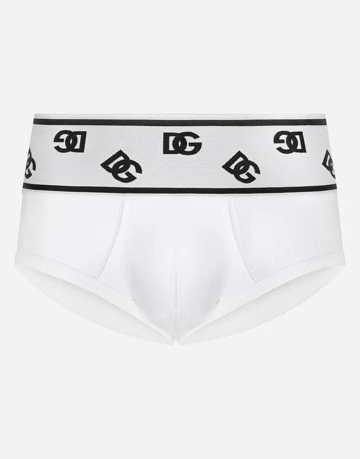 Dolce and Gabbana Underwear And Loungewear Men Finerib Cotton Brando Briefs With DG Logo White Dolce and Gabbana Underwear And Loungewear Men Finerib Cotton Brando Briefs With DG Logo White