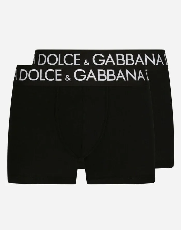 Dolce and Gabbana Underwear And Loungewear Men Twopack Cotton Jersey Boxers Black Dolce and Gabbana Underwear And Loungewear Men Twopack Cotton Jersey Boxers Black