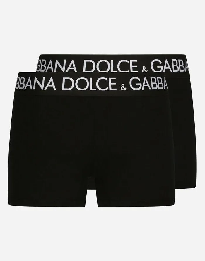 Dolce and Gabbana Underwear And Loungewear Men Twopack Cotton Jersey Boxers Black Dolce and Gabbana Underwear And Loungewear Men Twopack Cotton Jersey Boxers Black
