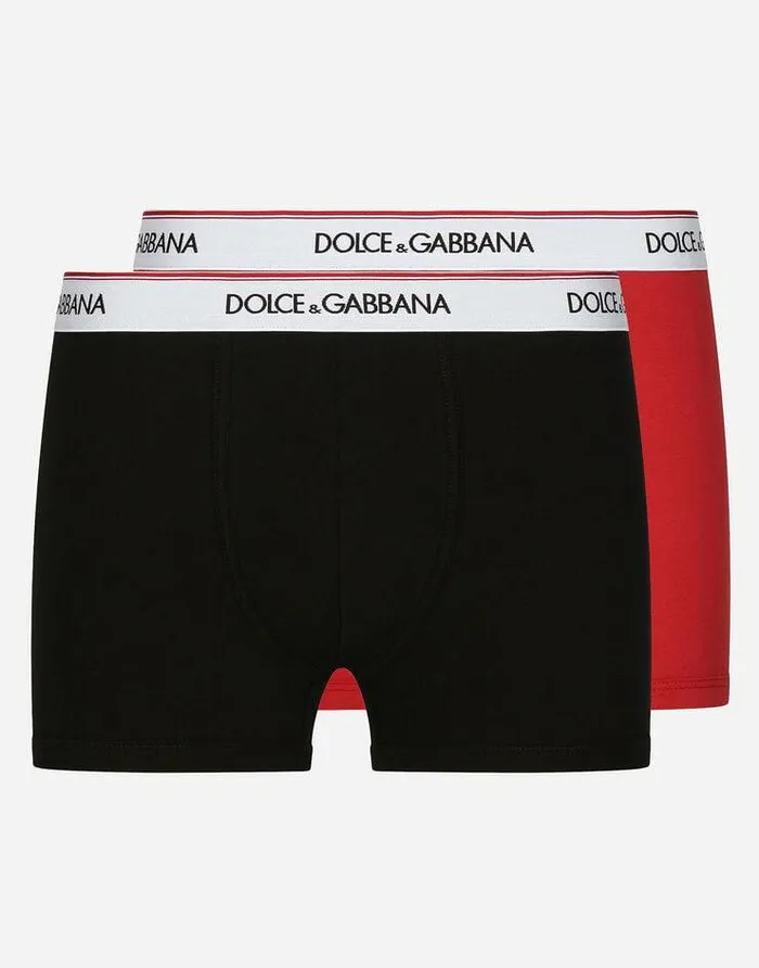 Dolce and Gabbana Underwear And Loungewear Men Twopack Cotton Jersey Boxers Multicolor Dolce and Gabbana Underwear And Loungewear Men Twopack Cotton Jersey Boxers Multicolor