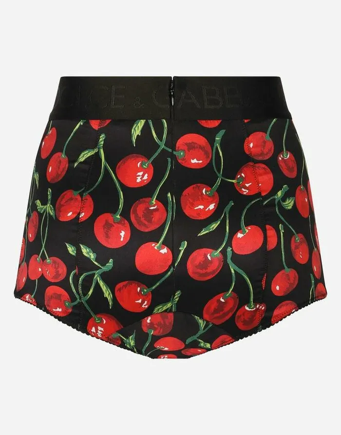 Dolce and Gabbana Underwear Women Cherryprint Satin Highwaisted Panties Multicolor Dolce and Gabbana Underwear Women Cherryprint Satin Highwaisted Panties Multicolor