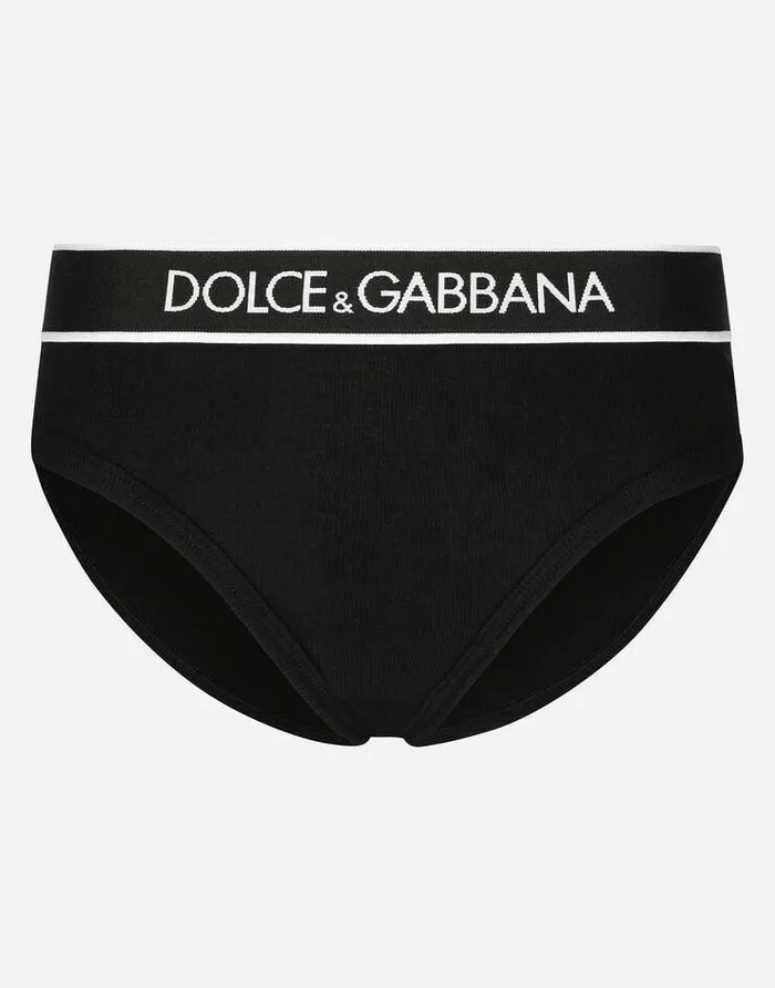Dolce and Gabbana Underwear Women Finerib Jersey Brazilian Briefs With Branded Elastic Black Dolce and Gabbana Underwear Women Finerib Jersey Brazilian Briefs With Branded Elastic Black