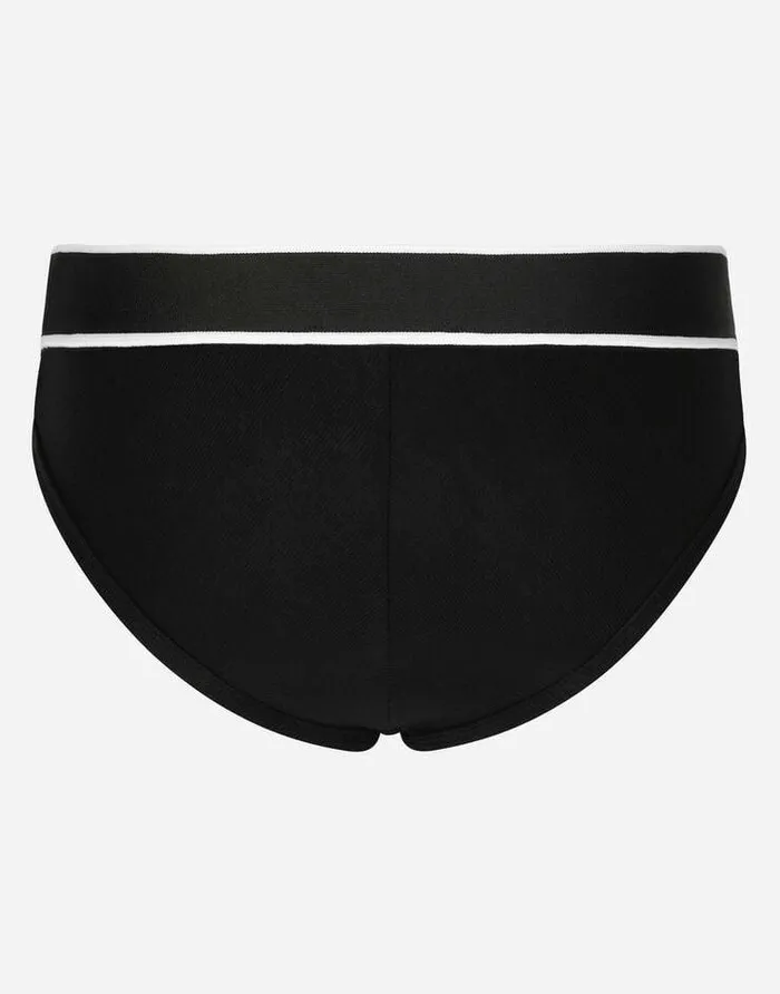 Dolce and Gabbana Underwear Women Finerib Jersey Brazilian Briefs With Branded Elastic Black Dolce and Gabbana Underwear Women Finerib Jersey Brazilian Briefs With Branded Elastic Black