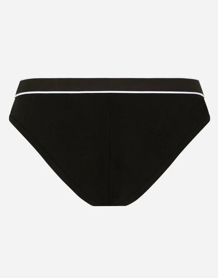 Dolce and Gabbana Underwear Women Finerib Jersey Brazilian Briefs With Branded Elastic Black Dolce and Gabbana Underwear Women Finerib Jersey Brazilian Briefs With Branded Elastic Black