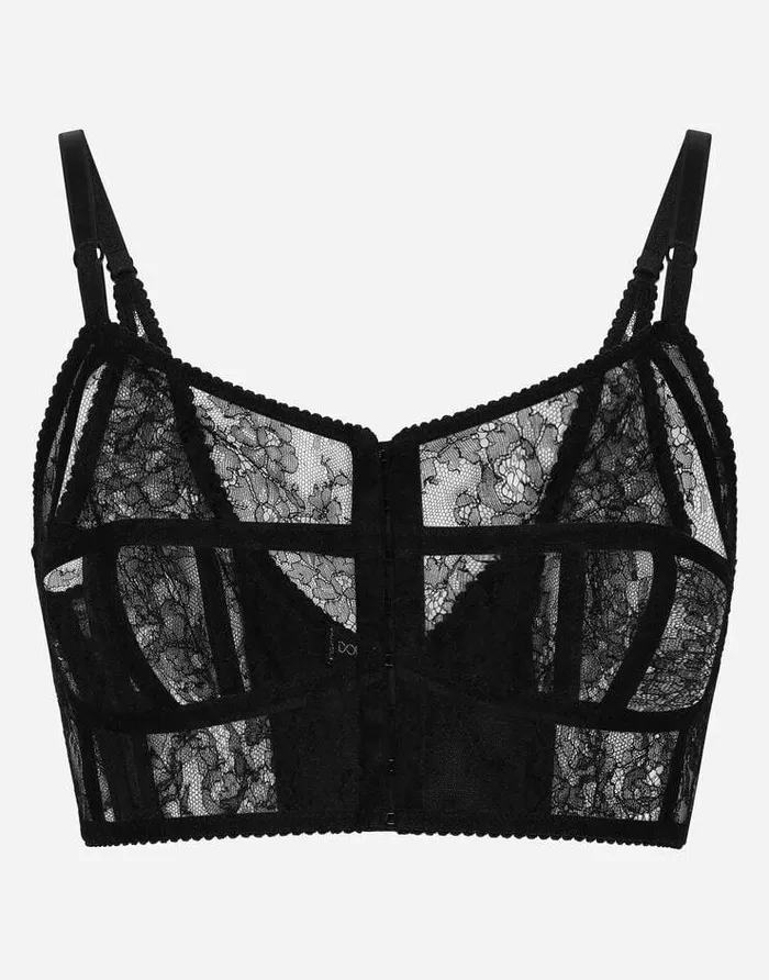 Dolce and Gabbana Underwear Women Lace Lingerie Bustier With Straps Black