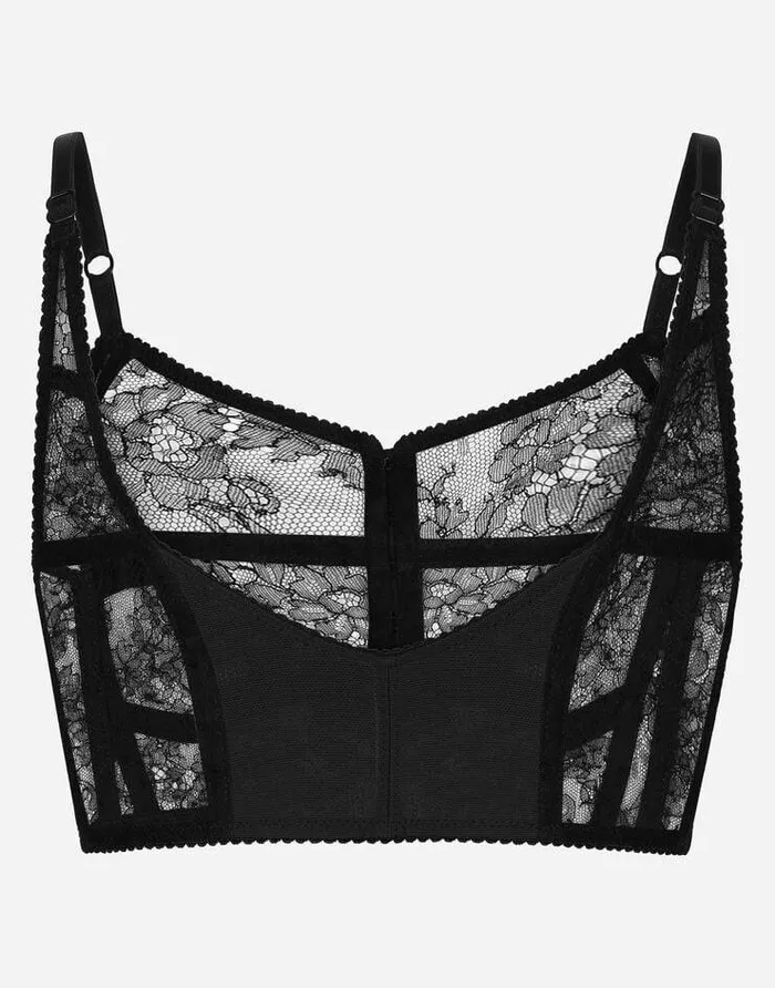 Dolce and Gabbana Underwear Women Lace Lingerie Bustier With Straps Black Dolce and Gabbana Underwear Women Lace Lingerie Bustier With Straps Black