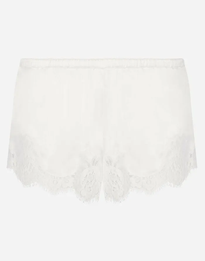 Dolce and Gabbana Underwear Women Shorts In Satin With Lace White