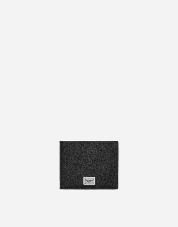 Dolce and Gabbana Wallets And Small Leather Goods Men Calfskin Wallet With Coin Pocket And Logo Tag Black Dolce and Gabbana Wallets And Small Leather Goods Men Calfskin Wallet With Coin Pocket And Logo Tag Black
