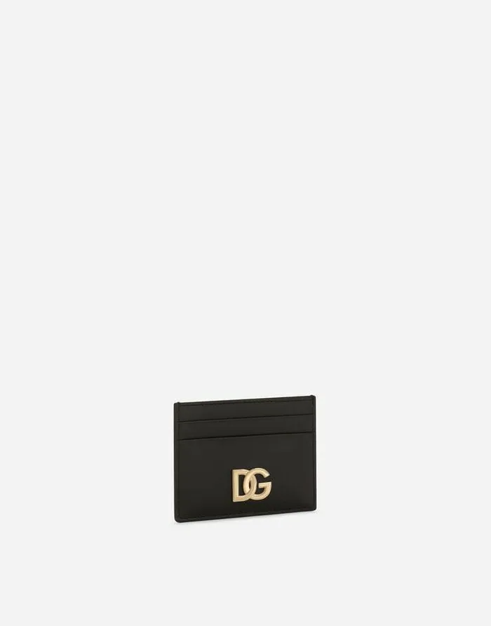 Dolce and Gabbana Wallets And Small Leather Goods Women Calfskin Card Holder With DG Logo Black Dolce and Gabbana Wallets And Small Leather Goods Women Calfskin Card Holder With DG Logo Black