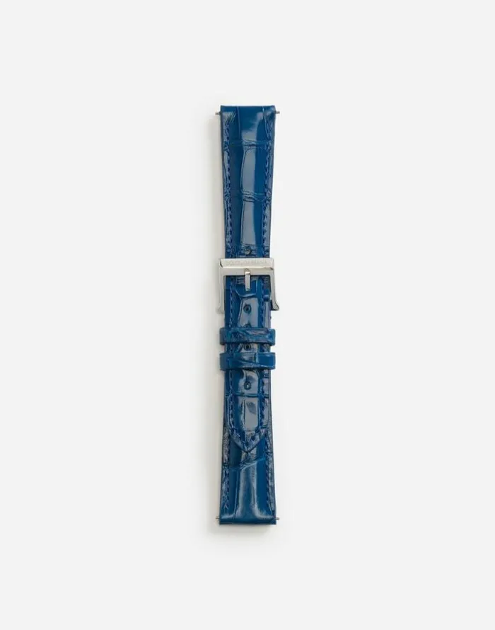 Dolce and Gabbana WatchesandStraps Women Alligator Strap With Buckle And Hook In Steel Navy Blue Dolce and Gabbana WatchesandStraps Women Alligator Strap With Buckle And Hook In Steel Navy Blue