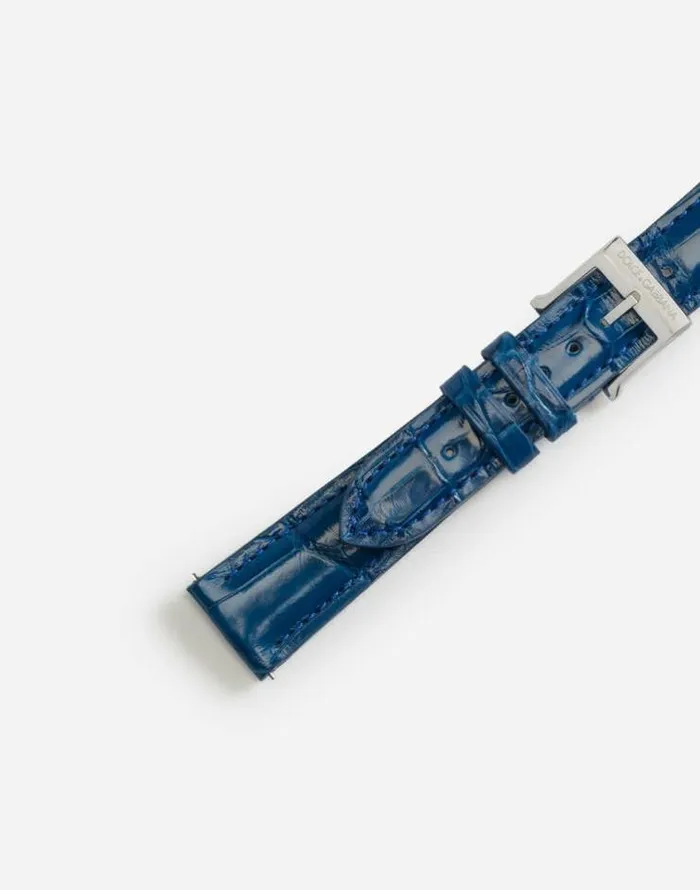 Dolce and Gabbana WatchesandStraps Women Alligator Strap With Buckle And Hook In Steel Navy Blue Dolce and Gabbana WatchesandStraps Women Alligator Strap With Buckle And Hook In Steel Navy Blue