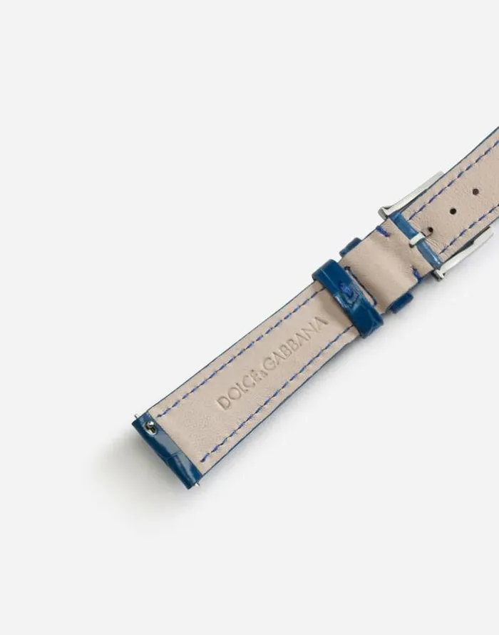 Dolce and Gabbana WatchesandStraps Women Alligator Strap With Buckle And Hook In Steel Navy Blue Dolce and Gabbana WatchesandStraps Women Alligator Strap With Buckle And Hook In Steel Navy Blue