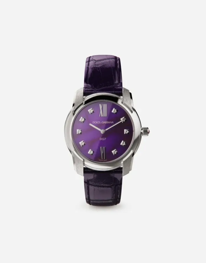 Dolce and Gabbana WatchesandStraps Women DG7 Watch In Steel With Sugilite And Diamonds Purple Dolce and Gabbana WatchesandStraps Women DG7 Watch In Steel With Sugilite And Diamonds Purple