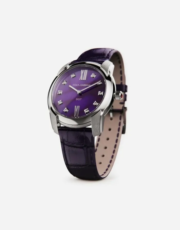 Dolce and Gabbana WatchesandStraps Women DG7 Watch In Steel With Sugilite And Diamonds Purple Dolce and Gabbana WatchesandStraps Women DG7 Watch In Steel With Sugilite And Diamonds Purple