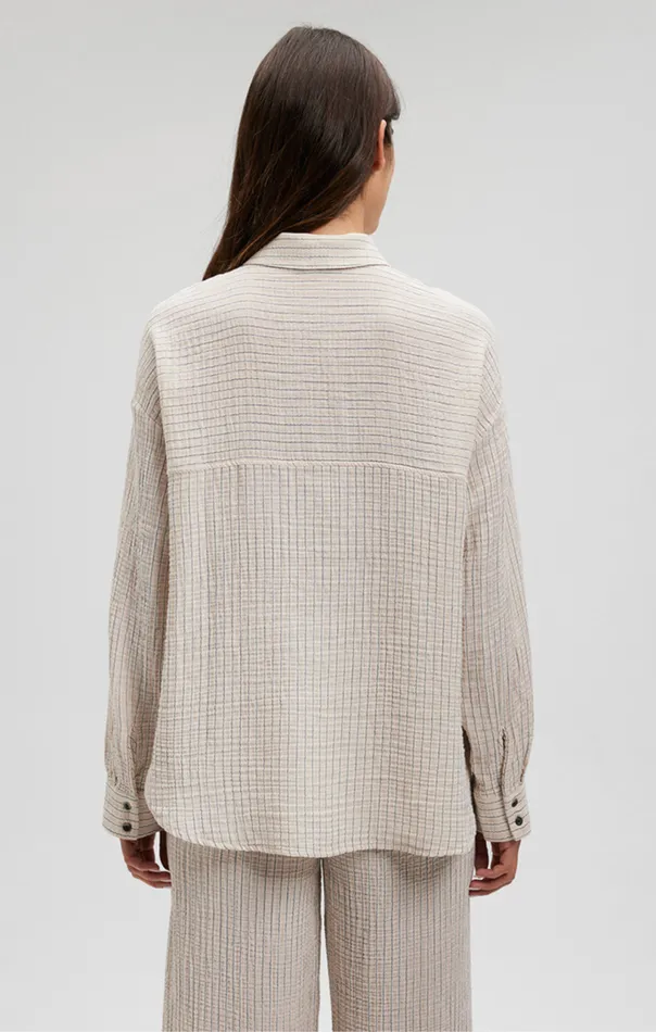 Double Face Long Sleeve Shirt In Stone Stripe Women Mavi Jeans Shirts Double Face Long Sleeve Shirt In Stone Stripe Women Mavi Jeans Shirts
