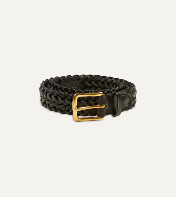 Drake039s Black Plaited Bridle Leather Belt With Brass Buckle 8211 Accessories Drake039s Black Plaited Bridle Leather Belt With Brass Buckle 8211 Accessories