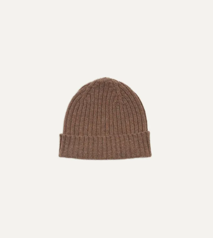 Drake039s Brown Lambswool Ribbed Knit Cap 8211 Accessories