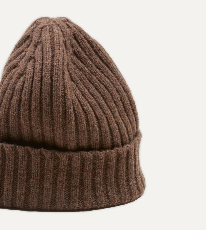 Drake039s Brown Lambswool Ribbed Knit Cap 8211 Accessories