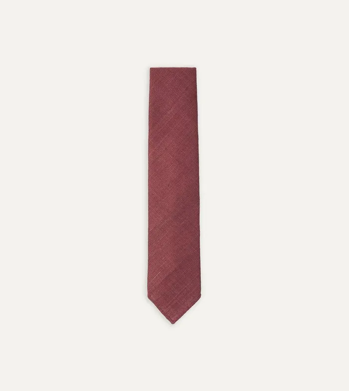 Drake039s Burgundy Tussah Hand Rolled Silk Tie 8211 Ties