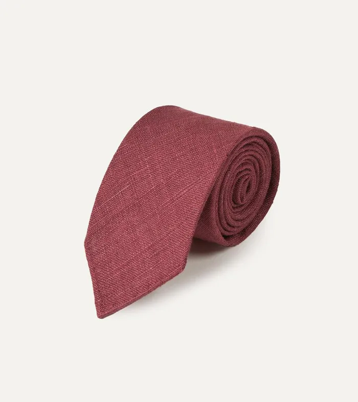 Drake039s Burgundy Tussah Hand Rolled Silk Tie 8211 Ties