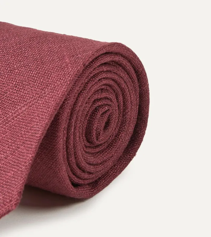 Drake039s Burgundy Tussah Hand Rolled Silk Tie 8211 Ties