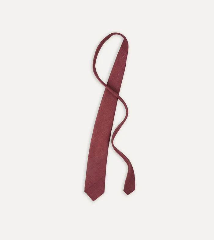 Drake039s Burgundy Tussah Hand Rolled Silk Tie 8211 Ties