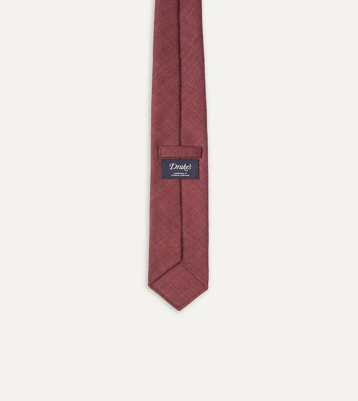 Drake039s Burgundy Tussah Hand Rolled Silk Tie 8211 Ties