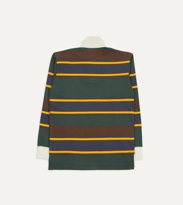 Drake039s Green Navy And Gold Stripe Cotton Rugby Shirt 8211 ClothingShirts