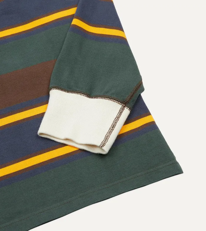 Drake039s Green Navy And Gold Stripe Cotton Rugby Shirt 8211 ClothingShirts