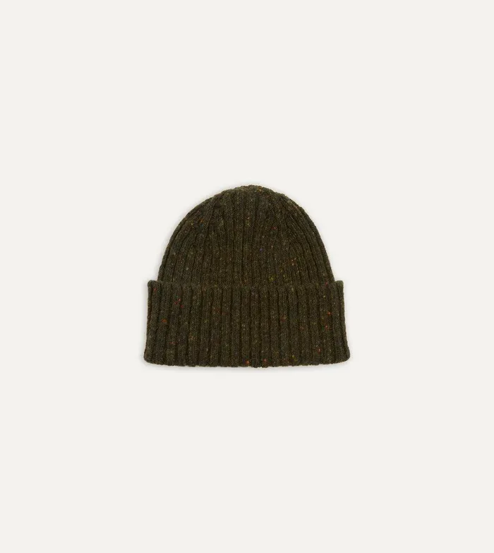 Drake039s Green Ribbed Merino Donegal Knit Cap 8211 Accessories