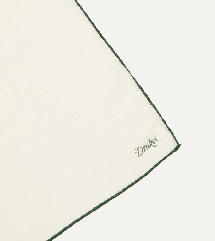 Drake039s Ivory And Green Shoestring Border Silk Pocket Square 8211 Accessories