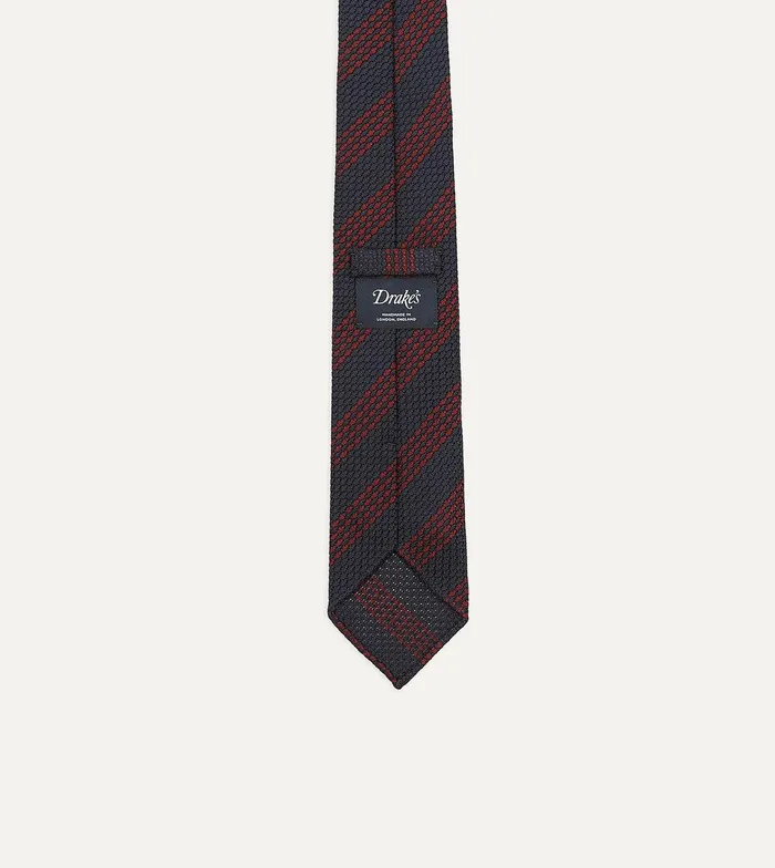 Drake039s Navy And Red Stripe Hand Rolled Large Knot Grenadine Tie 8211 Ties