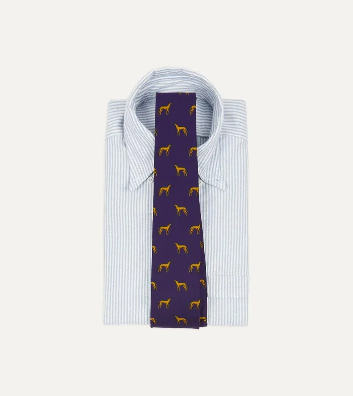 Drake039s Navy And Yellow Dog Print Silk Tie 8211 Ties