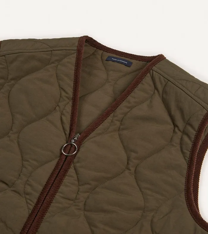 Drake039s Olive Quilted Nylon Zip Vest 8211 Clothing