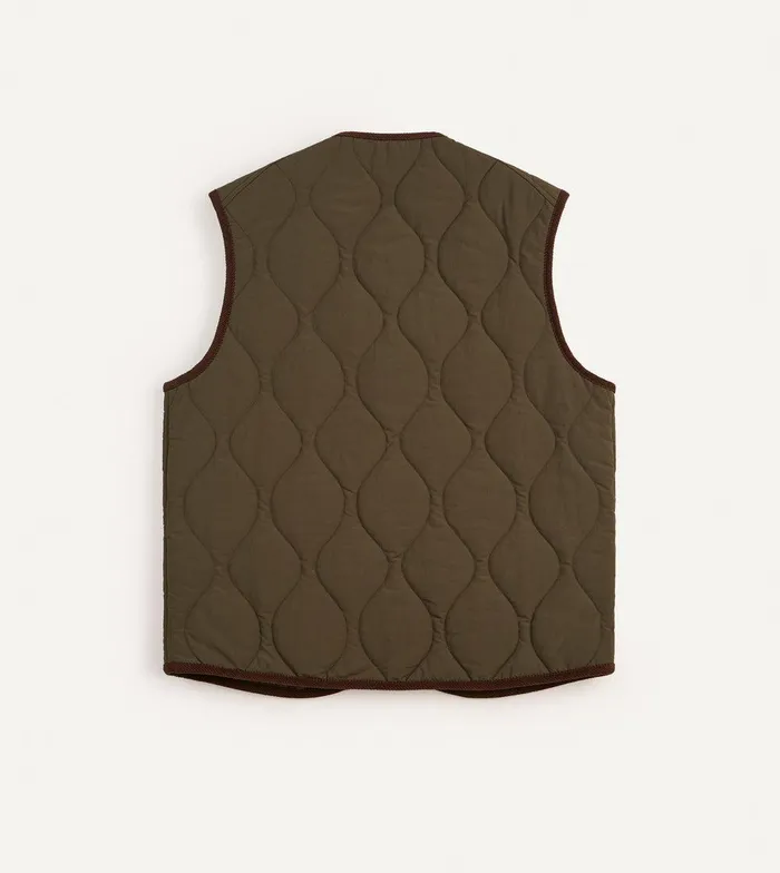 Drake039s Olive Quilted Nylon Zip Vest 8211 Clothing