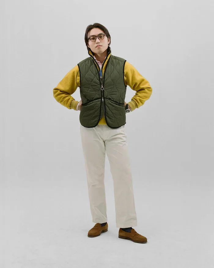 Drake039s Olive Quilted Nylon Zip Vest 8211 Clothing